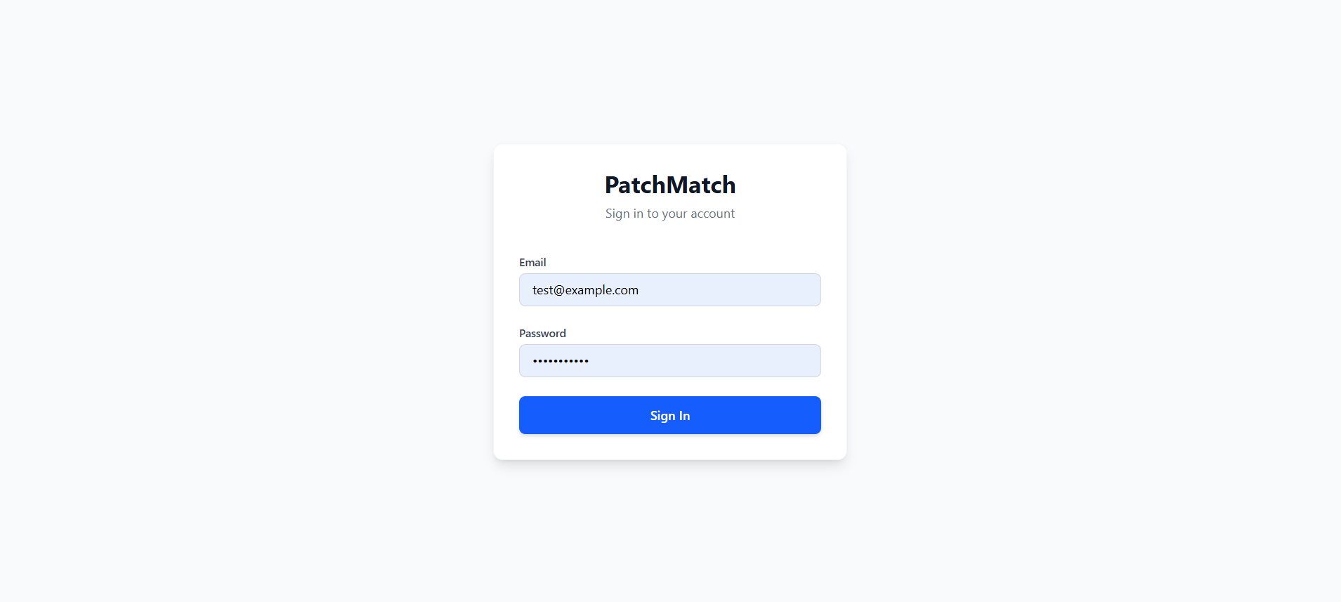 Login Page screenshot